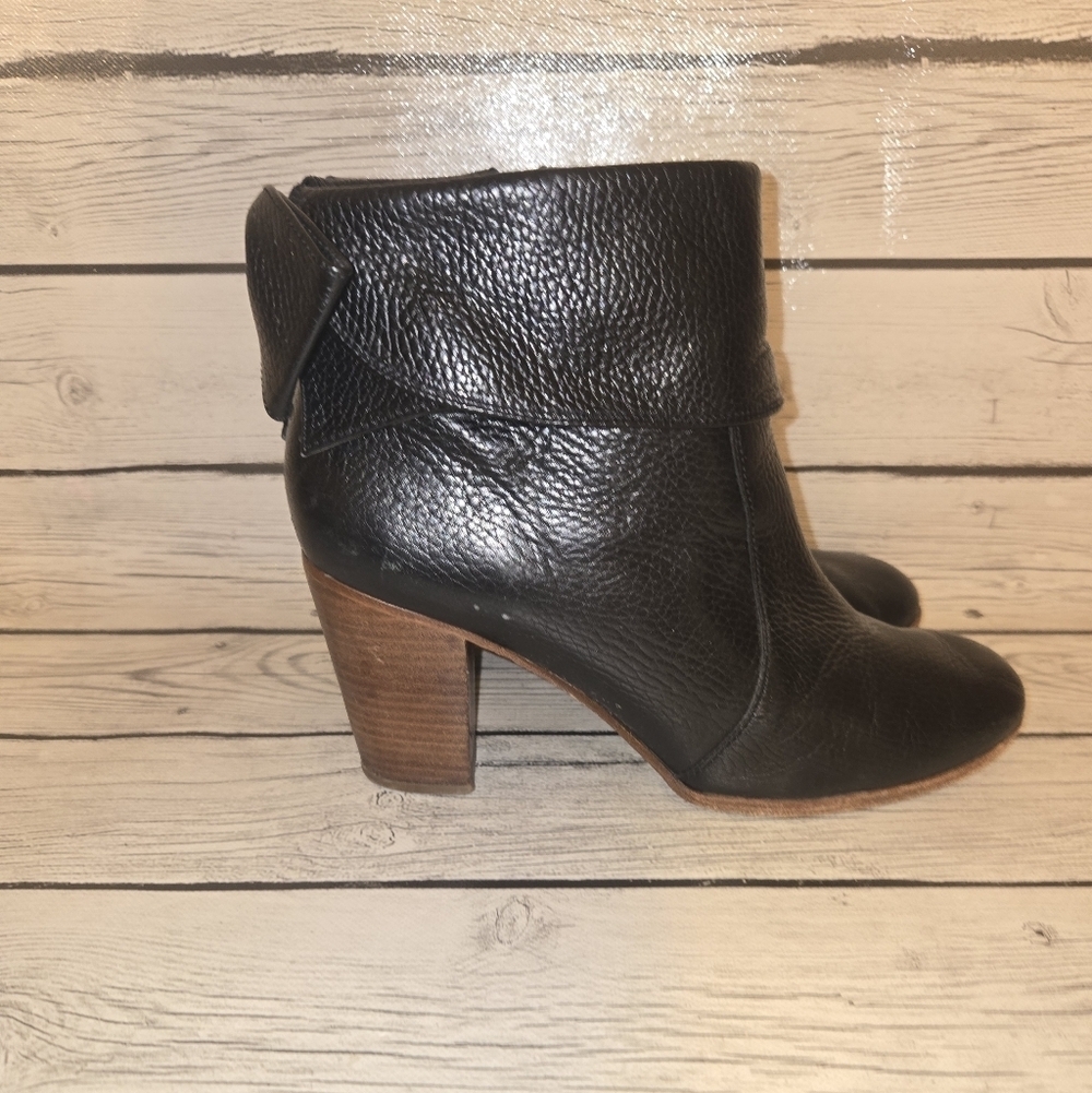 Kate Spade New York Black Leather Ankle Boots Block Heel Zip Women’s 9m - Picture 3 of 13